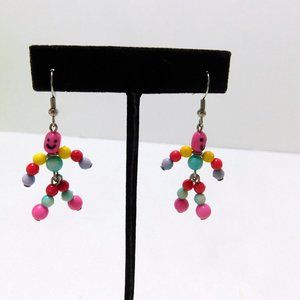 Anthropomorphic Beaded Figure Dangle Earrings